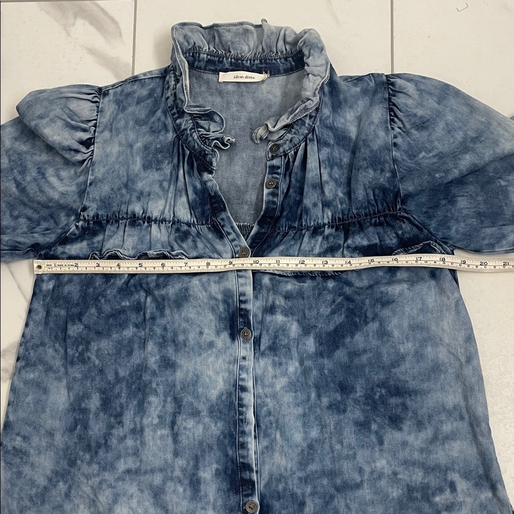 Women's Blue Button Down Shirt - Picture 9 of 12